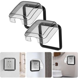 WADY 2 Piezas Caja De Enchufes Impermeable Protectores De Salida Para Bebes Afuera Protector De De Corriente Tapas De Salida a Prueba De Bebés Pandilla Enchufes Dobles El Plastico (Negro)