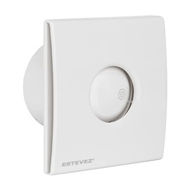 Estevez Extractor De Aire Modelo 1304-BL(eco) | Ventilador Para Baño y Cocina Tipo Europeo Color Blanco, 4", 17 Watts, 41dB, Flujo de Aire 53m³/hr, | Instalación en Muro o Techo.