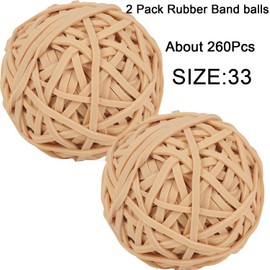 AIWOQI Rubber Band Ball Size #33 Light Brown 2 Pack About 260 Pcs.Strong Elastic Bands,For Office Supplies School Home