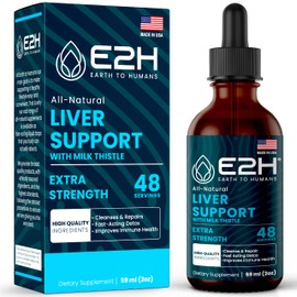 Liver Cleanse Detox & Repair - Herbal Liver Support Milk Thistle Supplement - Silymarin Milk Thistle Supplements with Dandelion Root, Chanca Piedra, Turmeric Root & Artichoke Extract - 2 Fl Oz by E2H