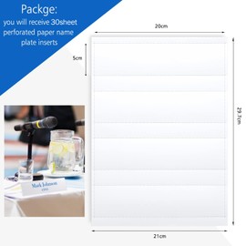 Yexiya 2x8'' Name Plate Inserts 30 Sheets/ 120 Blanks Perforated Paper for Desk Print or Write Blank Paper Name Badge Inserts for Business Meetings Corporate Events(30 Pack,8 x 2 Inch)