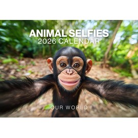 Animal Selfies 2026, Funny Animal Calendar 2026. Funny Wall Calendar 2026. Large 12 Month, Month to View with Notes & Checklist Pages, UK Made by Our World