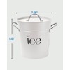 3Qt White Galvanized Ice Bucket with Lid, Scoop & Handles