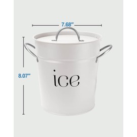 3Qt White Galvanized Ice Bucket with Lid, Scoop & Handles - Ideal for Cocktails, Parties, BBQs, Wine & Champagne. Double-Layer Insulated Outer & Galvanized Inner Layer, Perfect for Home & Outdoor Use