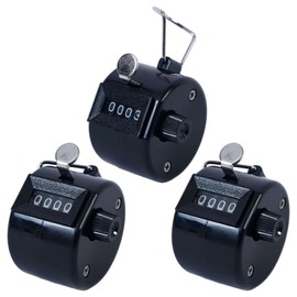 Set of 3, Counter Counter, Number Holder, 4 Digits, Handheld, Plus Number Holder, Manual Reset Function, Small, Lightweight, Metal, Waterproof, Convenient to Carry, For Sports and Competitions, Suitable for Entry Counting (Black)