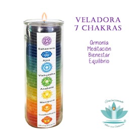 VELADORA 7 CHAKRAS | ARMONÍA, BIENESTAR, MEDITACIÓN, VELA AROMÁTICA DE INTENCIÓN