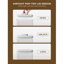 Tourdeus 2 Pack 4L Airtight Rice Containers – Pop-Top Rice Bin with 130ml Measuring Cup, BPA-Free Food Storage Container for Flour, Cereal, Pet Food