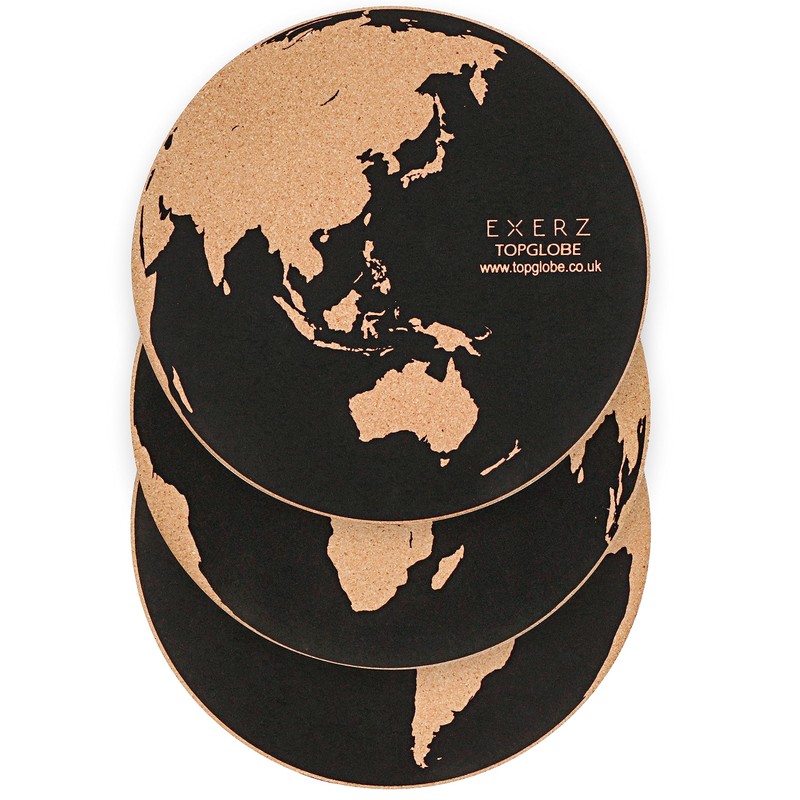 EXERZ 30cm World Map Notice Board 3 Pack Cork Memo