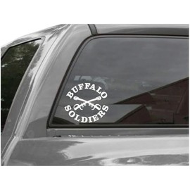 Sticker Buffalo Soldiers Decal United States Army Military for Car Truck Window Laptop Bumper US Flag 4.0 W x 3.6H in (White)