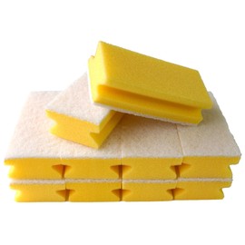Sonty Pack of 10 Cleaning Sponge Scratch-Free Washable Bathroom 15 x 7 x 4 cm White (Yellow)
