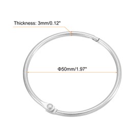 sourcing map 48Pcs Shower Curtain Rings, 2 Inch Curtain Hooks Rings Rustproof Metal Round Shower Hooks Snap Joint Design for Bathroom Shower Rod, Silver