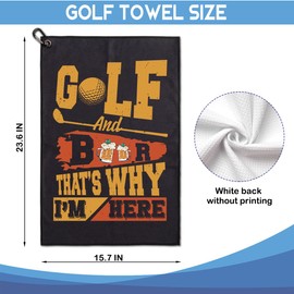 GEYGIE Golf and That's Why I'm Here Repeat Printed Microfiber Golf Towel, Funny Golf Towel Gifts and Golf Accessories for Men Women Dad Mom Grandpa, Fathers Day Birthday Gift for Golf Lover
