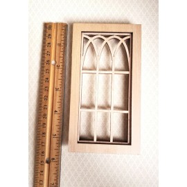 Alessio Dollhouse Miniature Window Tudor Gothic Arch Style Wood 1:12 Scale