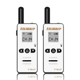 ELIDAIP M2D Mini Walkie Talkies for Adults,Small Portable Two Way Radios,Rechargeable 128 Channels Mini 2 Way Radio for Restaurant,Supermarket,Hospital,Hiking,Skiing,Outdoor Sport,Tourism,White 2 Pack