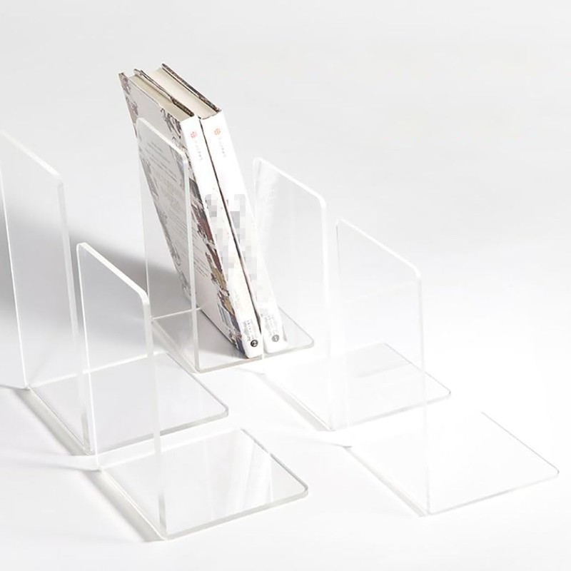 FSSTUD 2 Pieces Clear Acrylic Bookends Desk Bookshelf Ends Non-Slip