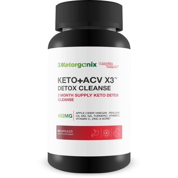3X Ketorganix Keto+ACV 3X Detox Cleanse - 3 Month Supply Keto Detox Cleanse - Natural Detox Support with Full Body Cleanse - Promote Immune Health - Help Reduce Oxidative Stress & Bloating