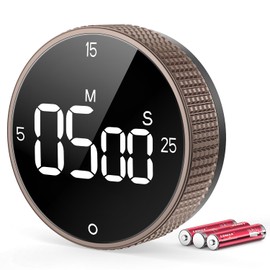 Allbean Digital Kitchen Timer, Large LED Display Magnetic Countdown Countup Timer, 3 Preset Times (5, 15, 25),Volume and Brightness Adjustable for Cooking Classroom Studying, Easy for Kids, Gunmetal