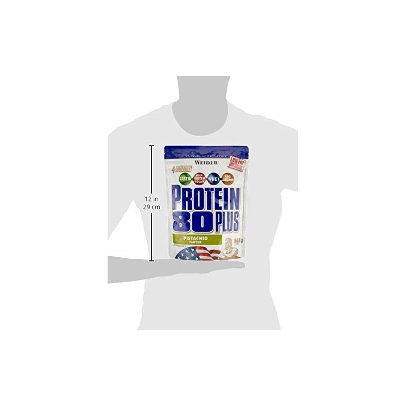 WEIDER Protein 80 Plus protein powder, 2 pack, pistzie, low-carb,