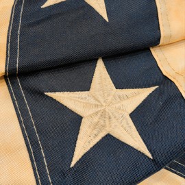 Morigins 2x4 FT Tea Stained Antique US American Flag Bunting Half Fan Fully Pleated Embroidered Stars 48x25 Inch