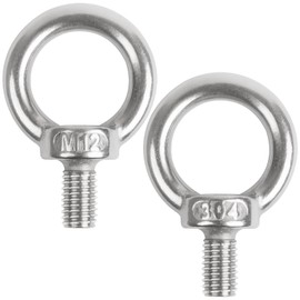 JatilEr Pack of 2 M12 x 20 Eye Bolts Stainless Steel, 304 Stainless Steel Eye Bolt, Rustproof Eye Bolt Hardware Eye Bolts, Ring Round Ring Bolts Metric Eye Bolt for Roll of Attachment and Hanging