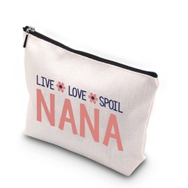 WCGXKO Nana Gift Grandma Mother’s Day Gift Nana Zipper Makeup Bags Travel Waterproof Toiletry Bag Accessories (LIVE LOVE SPOIL NANA)