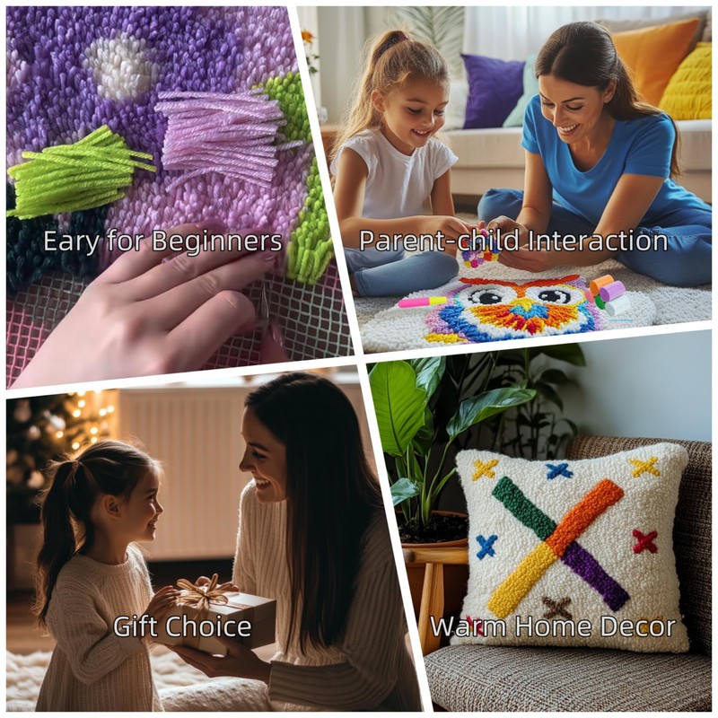 Generic DIY Latch Hook Pillow Kits - Cute Brown Highland