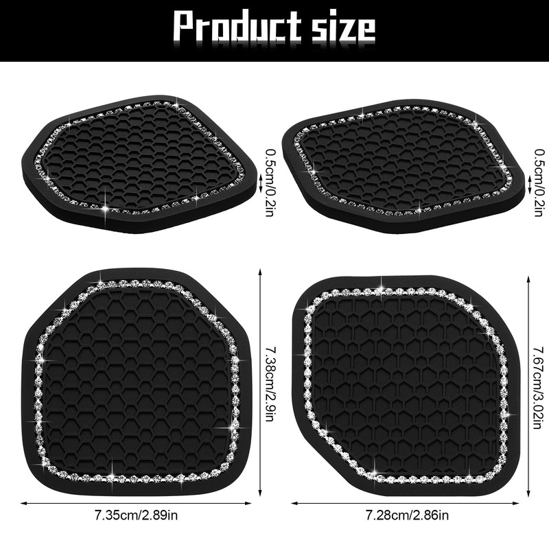 Frienda 4 Pcs Bling Car Coasters Cup Holder Coasters for