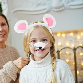 FRCOLOR 1 Set Party Headband Rat Costume Children Cute Mouse Ears Animal Mouse Ears Costume Accessory Costume Rat Ears Headband Rat Headband Animal Accessories Plastic White