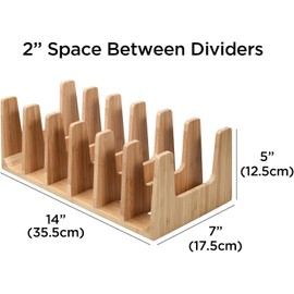 KANDOHAUS Kitchen Cabinet Organizer - Sturdy Bamboo Pot and Pan Organizer for Inside Cabinet - Multiuse Lid Organizer - Durable & Minimalist Kitchen Cabinet Organizer