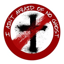 EvolveFISH I Ain't Afraid of No Ghost Bumper Sticker - [4.75" x 4.75"]