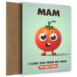 Mam Birthday Card - I Love You Tomatoes - Funny Happy Birthday Mam Card A Unique Greeting Card for Her