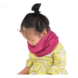 EPEIUS Kids Girls/Boys Winter Knitted Infinity Scarf Children Warm Soft Polar Fleece Neck Warmer 2 Pairs Pack,Magenta and Purple,One Size