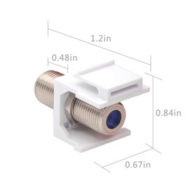 VCE Coax Keystone Jack Insert 3GHz Coaxial Cable Connector, F-Type RG6 Cable Extender Female to Female for Wall Plate and Patch Panel, Nickel-Plated, 10-Pack
