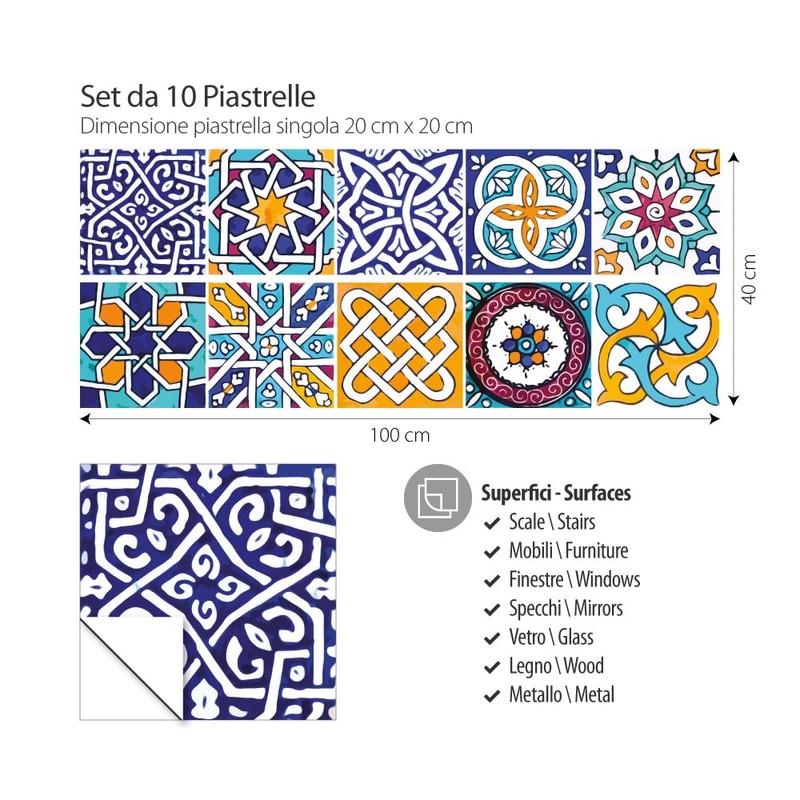 RE-COVERTILES - PS00033 Tile Stickers Bathroom and Kitchen 10 Pieces