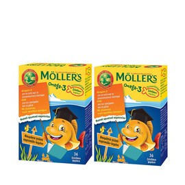 Mollers 2Χ Mollers Omega -3 Orange-Lemon Flavour, 2Χ36 Jellies (7070866026264)