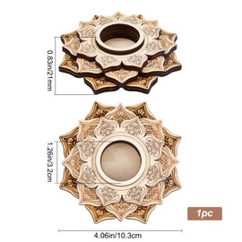 GORGECRAFT 4.1 Inch Lotus Crystal Ball Display Stand Wooden Crystal Ball Mesh Board Wooden Frame Base Holder Wall Decoration Holy Geometry Meditation Chakra Art Yoga Spiritual Gifts