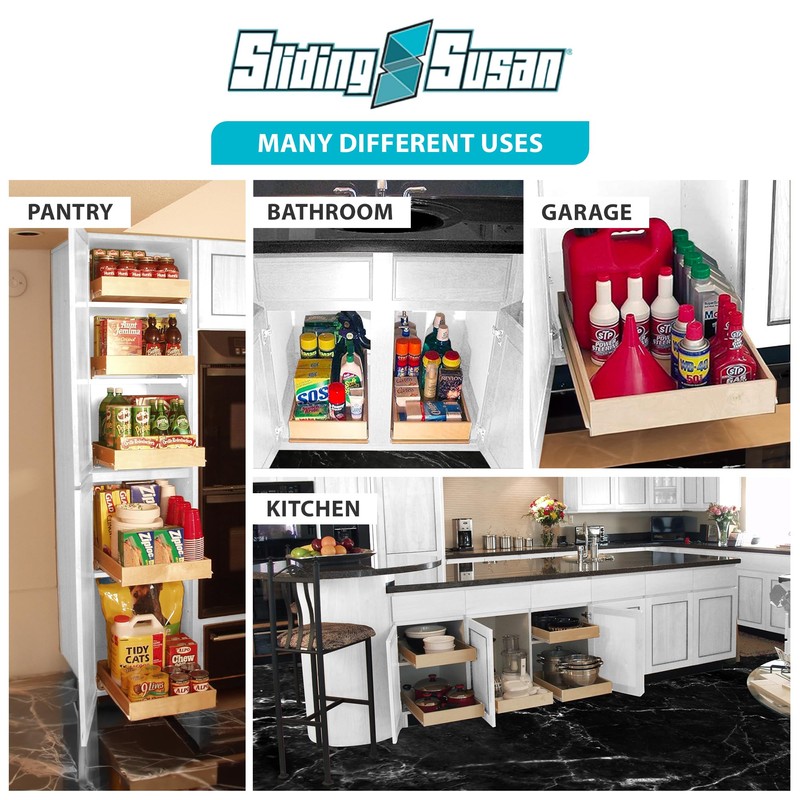 SlidingSusan Pull Out Drawer Organizer for Cabinets, Gliding Soft Close
