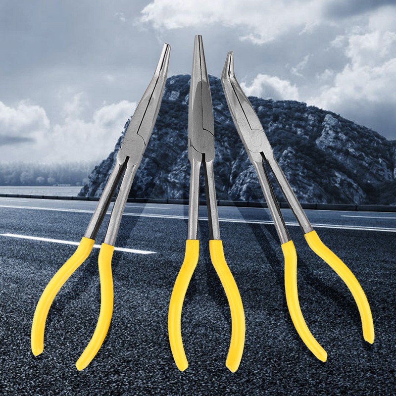 3 Pcs Mechanical Pliers 11in Long 45° 90° Bending Tip