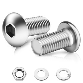 (20 Sets) 3/8 x 1 Button Head Socket Cap Bolts Screws, 3/8 Bolts and Nuts Set, Fully Threaded 3/8-16 Bolt, 304 Stainless Steel 18-8, Assorted Bolts Nuts and Washers Kit by Marysino