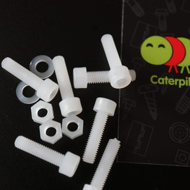 10x PVDF socket head, hex head, plastic machine screws, M5 x 20mm, Bolts, Washers and Nuts, 13/64 x 25/32