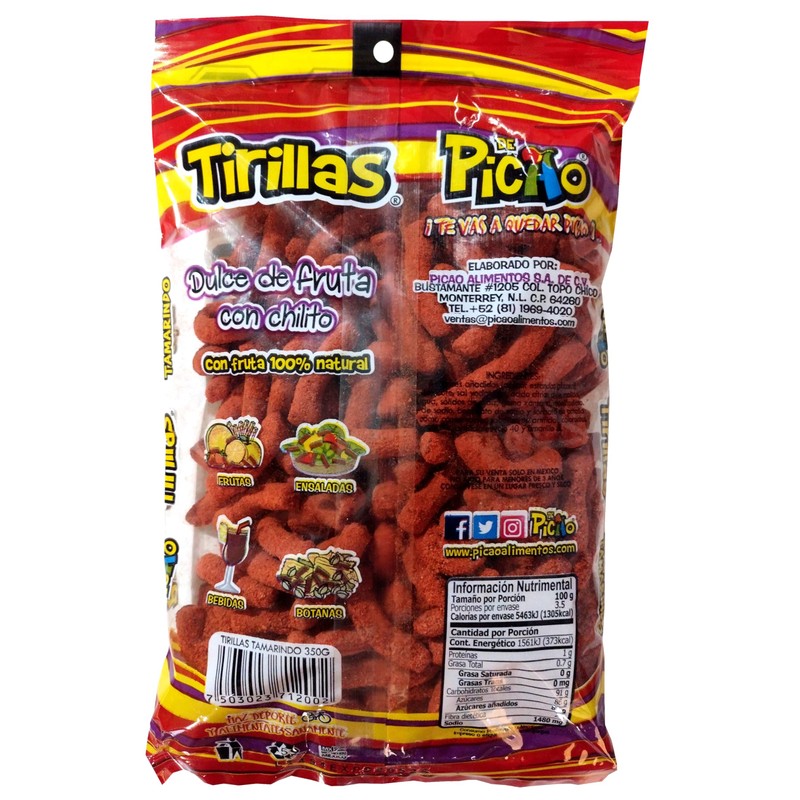 Picao Tirillas Tamarindo - Dulce de fruta con chilito -