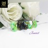 Green Graphic Handmade Nail Tips - Short Stiletto / 그린그래픽