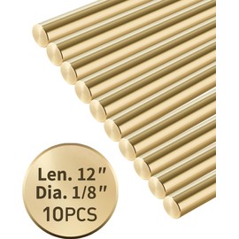 Coolneon 1/8 inch Brass Rods 1/8 x 12 in, 10 Pcs for Knife Making Knife Handles Pins Stock Knife Scale Solid Round Brass Rod Dowel Rivet Gunsmithing Crafts Modeling Hobby