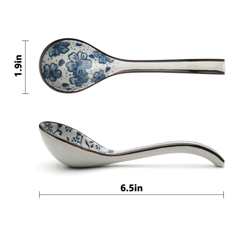 Asian Soup Spoon Set of 4 Long Handle Chinese Soup