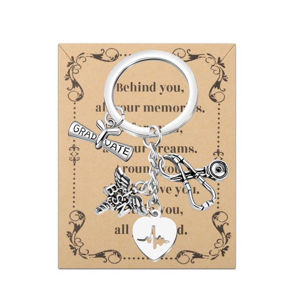 FEELMEM BSN Keychain BSN Bachelor of Science Nursing Gifts BSN