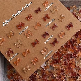 300Pcs Bow Nail Art Charms Autumn Winter Coffee Brown Bowknot Mix 3D Resin Charms for Acrylic Nails Flatback Mini Bow Cute Nail Charms Nail Art Supplies Accessories for Women Manicure Decorations