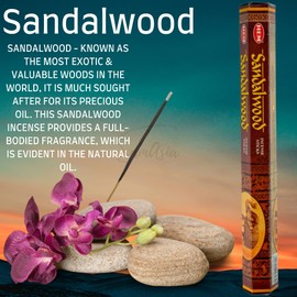 HEM Incense sticks SANDALWOOD | Pack of 6 | with SAMASIA incense stick holder for Aromatherapy, Incense Spa, Yoga, Meditation, Healing, Spirituality and Relaxation