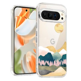 Unov Case Compatible with Pixel 9 Pro XL Case Clear Transparent Slim Protective Case Soft TPU Bumper Embossed Pattern Shock Absorption (Sierra Mountains)