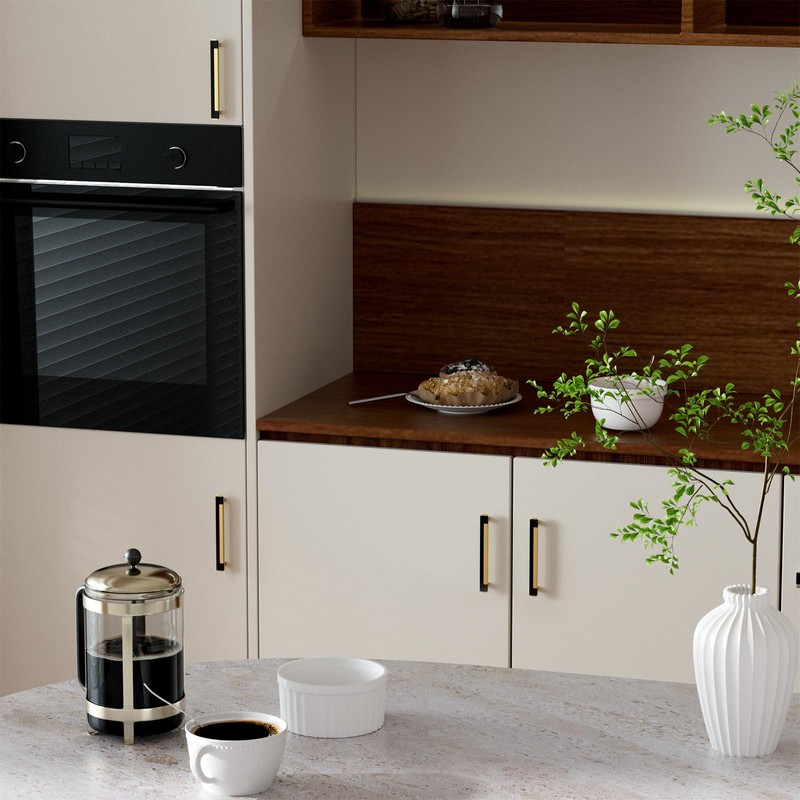 Rergy 10 Pack 5 Inch Black and Gold Cabinet Pulls