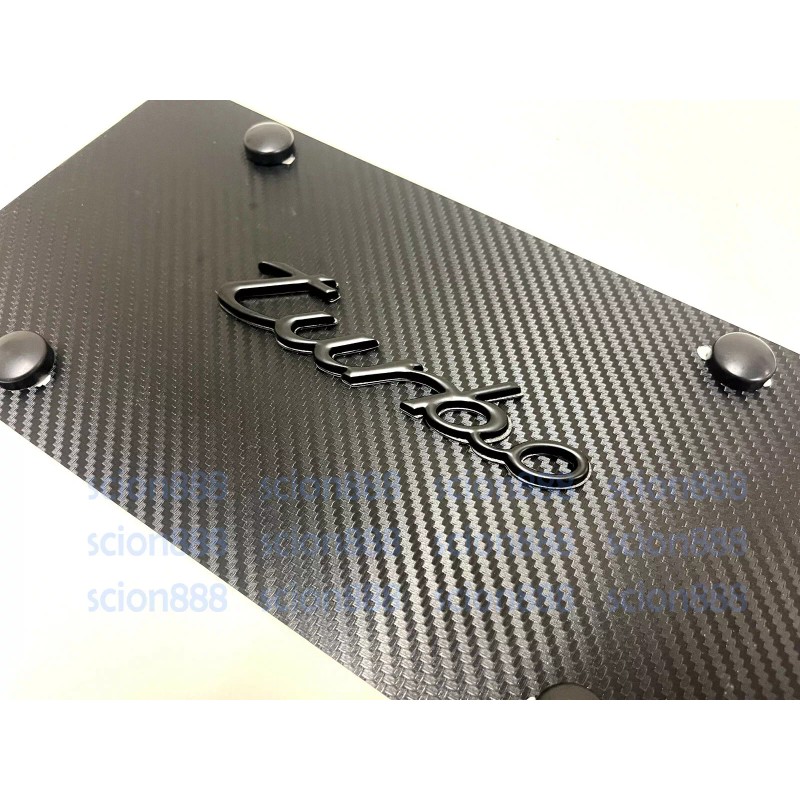 License Plate Frame 1pc 3D Black Turbo Emblem Carbon Style